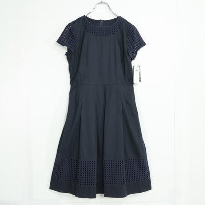 【極美品・紙タグ有】レリアン★カットワークレース使い♪大人上品なワンピース サイズ9号 紺系 残布有 z22711