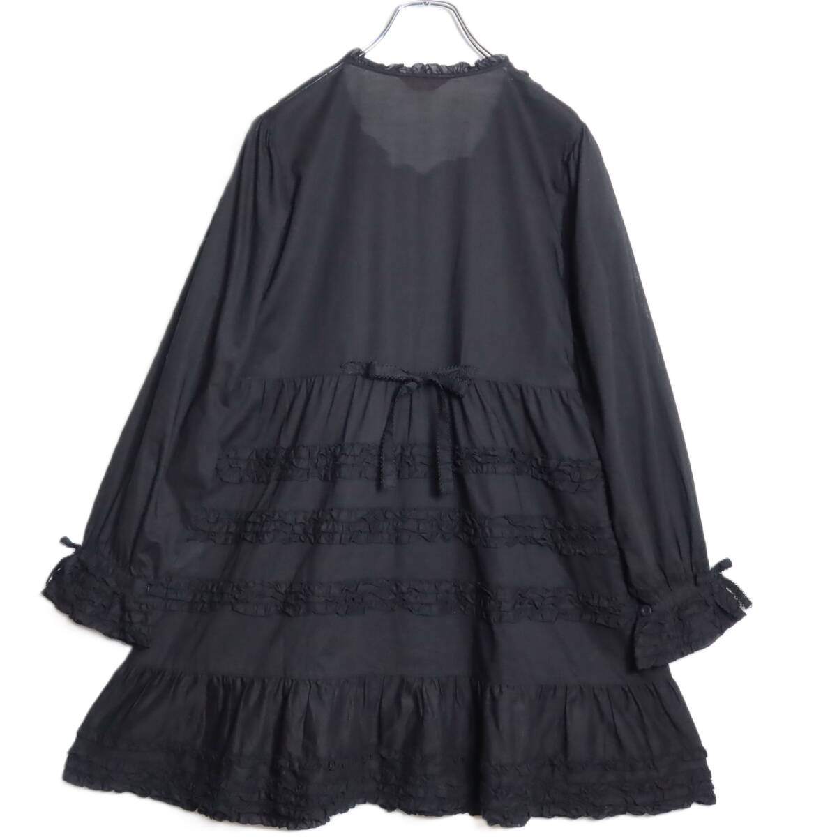 【美品】ピンクハウス★たっぷり贅沢フリルが印象的♪チュニックワンピ ふんわりフォルム♪ 黒系＊ z17201