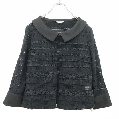 インゲボルグ★二点セット！カットワークレースのボレロ&ワンピース サイズ11 黒系 お花モチーフ&フリル♪z23366