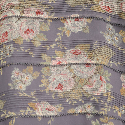 カネコイサオ★花柄シフォンのプリーツワンピース 薄紫系 薄手 z22397