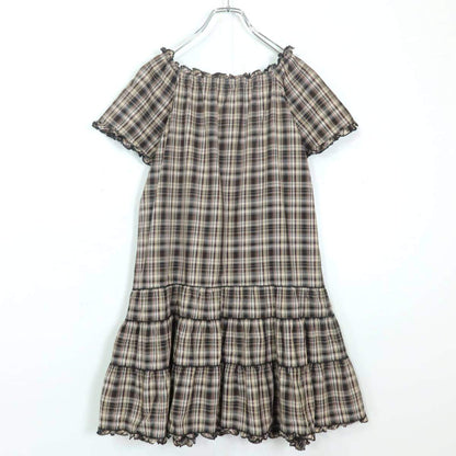 【美品】ピンクハウス★オリチェpt♪ローン チュニックブラウス 茶系 前開き フリル♪薄手 z19864