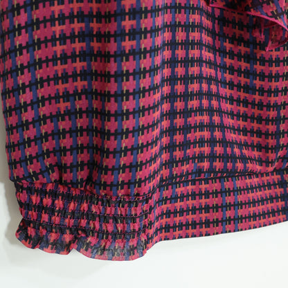 【美品！】MK ミッシェルクラン★幾何学模様が素敵♪半袖カットソー サイズ38(M) ミックス系 ボウタイ z22615