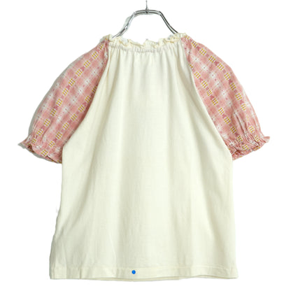 ベビーピンクハウス★くまpt♪ふんわり半袖カットソー サイズＬ(115～125) 白系 親子コーデに♪z21956