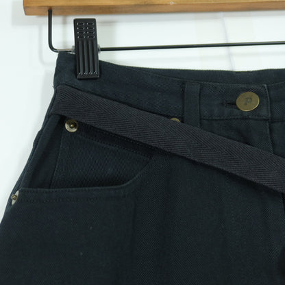ピンクハウス★くまワッペンいっぱい♪デニムのロングスカート 黒系 無地 z19697
