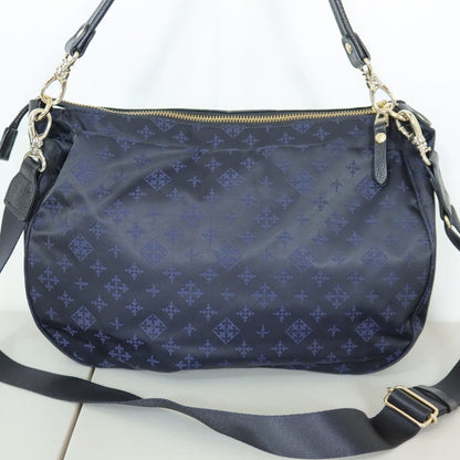 【美品】russet ラシット★大人可愛い！ 大きめポケット 2WAYバッグ  斜め掛けOK  ネイビー系　＊ba187