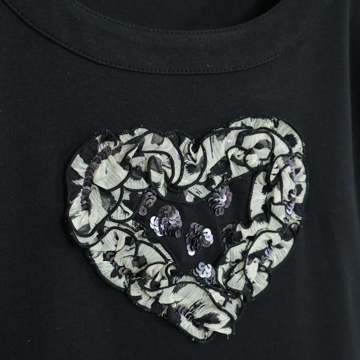 ギャラリービスコンティ★ハート＆スパンコール♪半袖Tシャツ サイズ3 黒系 z22627