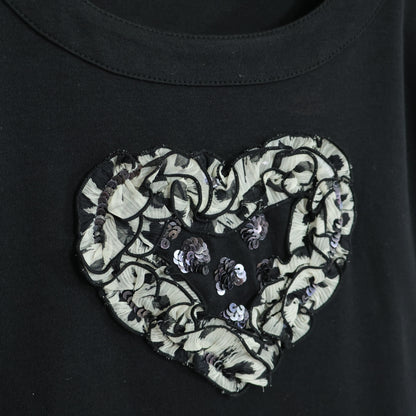 ギャラリービスコンティ★ハート＆スパンコール♪半袖Tシャツ サイズ3 黒系 z22627