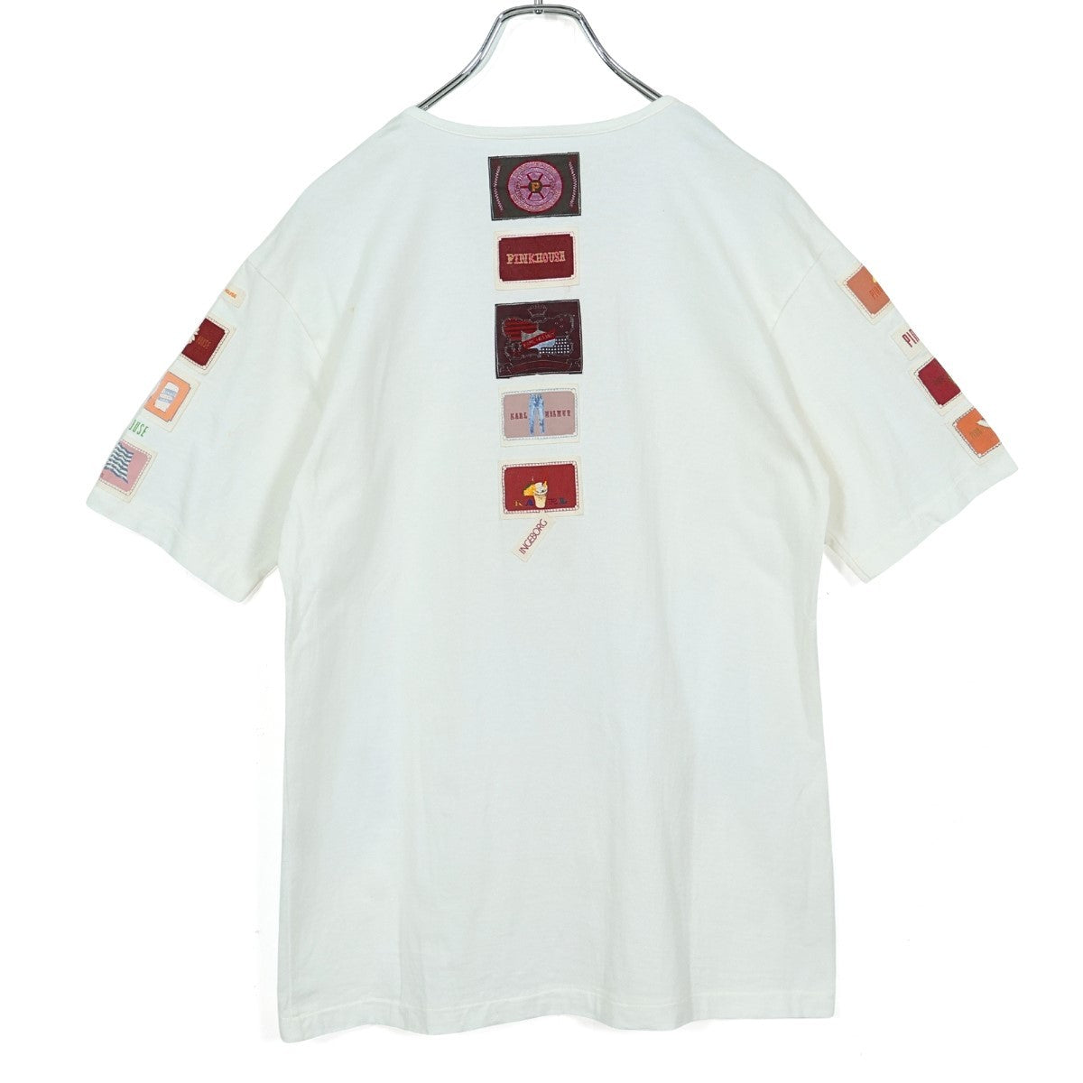 ピンクハウス★ワッペンがいっぱい♪ 半袖カットソー・Tシャツ フロントポケット サイズL 白系 z22522