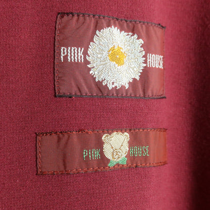 ピンクハウス★さがら刺繍♪カットソーワンピース フーディ ボルドー系 無地 薄手 z18326