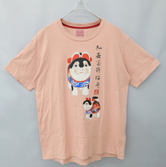 カールヘルム★個性的な犬張子デザイン♪オーバーサイズ 半袖Tシャツ 大きいLサイズ ピンク系 z23302