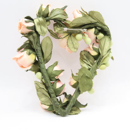 【極美品】ピンクハウス★ロマンティック♪ ミニ薔薇のハートリース ローズモチーフ コサージュ ピンク系 ＊ko068