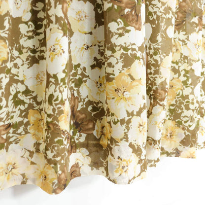 【美品】インゲボルグ★大人フェミニン♪シックな花柄シフォンワンピース サイズ9 緑×茶系 薄手 z21349