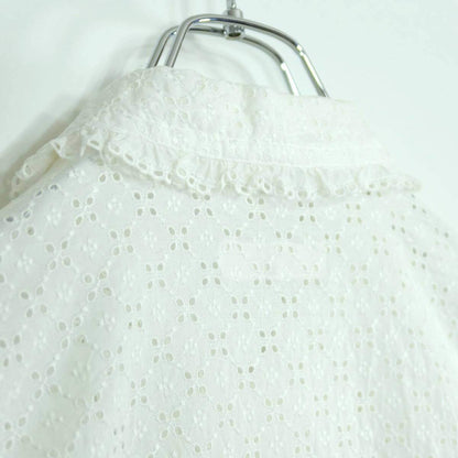 【紙タグ有】ピンクハウス★総カットワーク刺繡♪前開きブラウス 大きいサイズL 白系 残布有 z19872