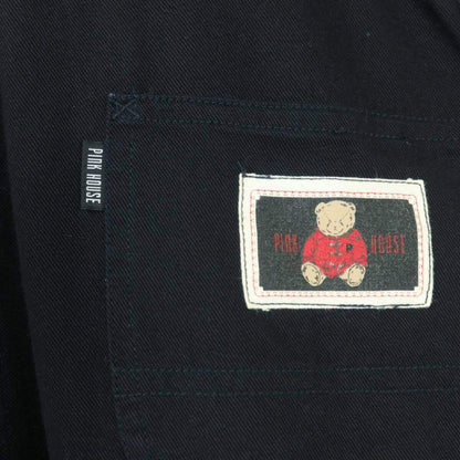 ピンクハウス★可愛い！テディワッペンがいっぱい♪刺繍デザイン カジュアル オーバーオール ブラックデニム 黒系 ＊z20112