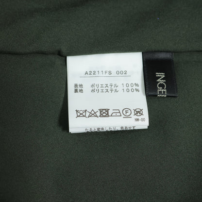 【美品】インゲボルグ★薔薇pt♪タック使いギャザースカート モスグリーン系 光沢あり♪薄手 z21478