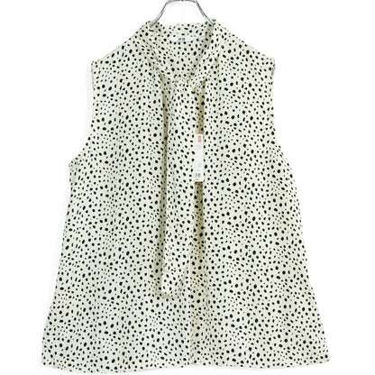 【新品タグ付】ユニクロ★パンサー♪ボウタイブラウス ノースリーブ 大きいサイズ3XL オフ白系 前開き 薄手 z22856