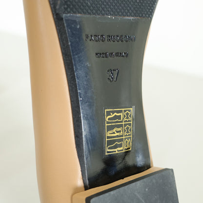ファビオルスコーニ FABIO RUSCONI★ゴールドバックル ローヒールパンプス サイズ37(23.5前後) ベージュ系 ＊sh167