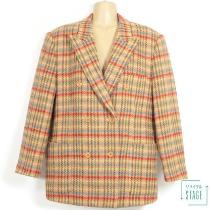 【美品】ピンクハウス★ショートコート ジャケット 大人可愛いチェック柄♪ウール混 ブラウン×ミックス系 z9886s