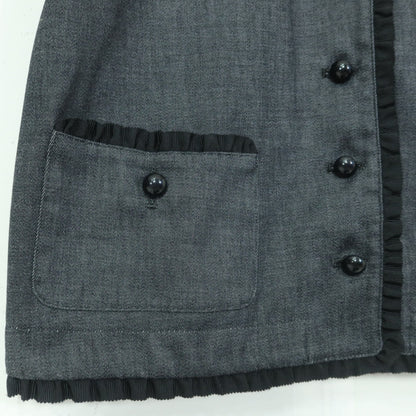 【美品】インゲボルグ★セットアップ♪大人可愛い フリル使い 3WAY ジャケット スカート 大きいサイズL 黒系 z20395
