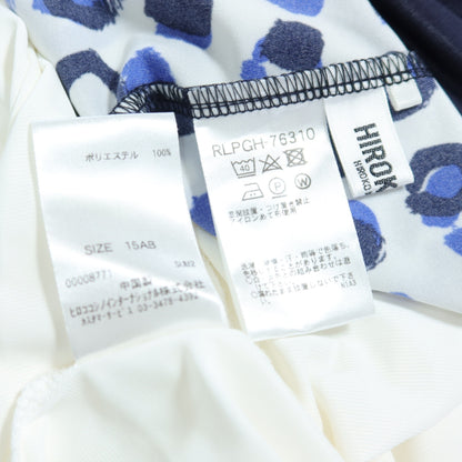 【美品】ヒロココシノ★個性的デザイン♪半袖ワンピース 大きいサイズ15ABR 濃紺系  インナー付♪薄手 z20956