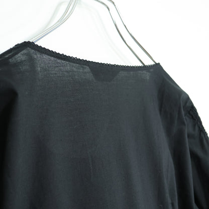【美品】インゲボルグ★シャーリング♪ふんわりローンワンピース ミニ丈 サイズM 黒系 ピコレース♪無地 薄手 z22041