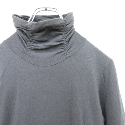 【美品】ボンサンス★アシンメトリーの段々裾が可愛い♪ ハイネック 長袖ワンピース サイズ38 黒系 z23392
