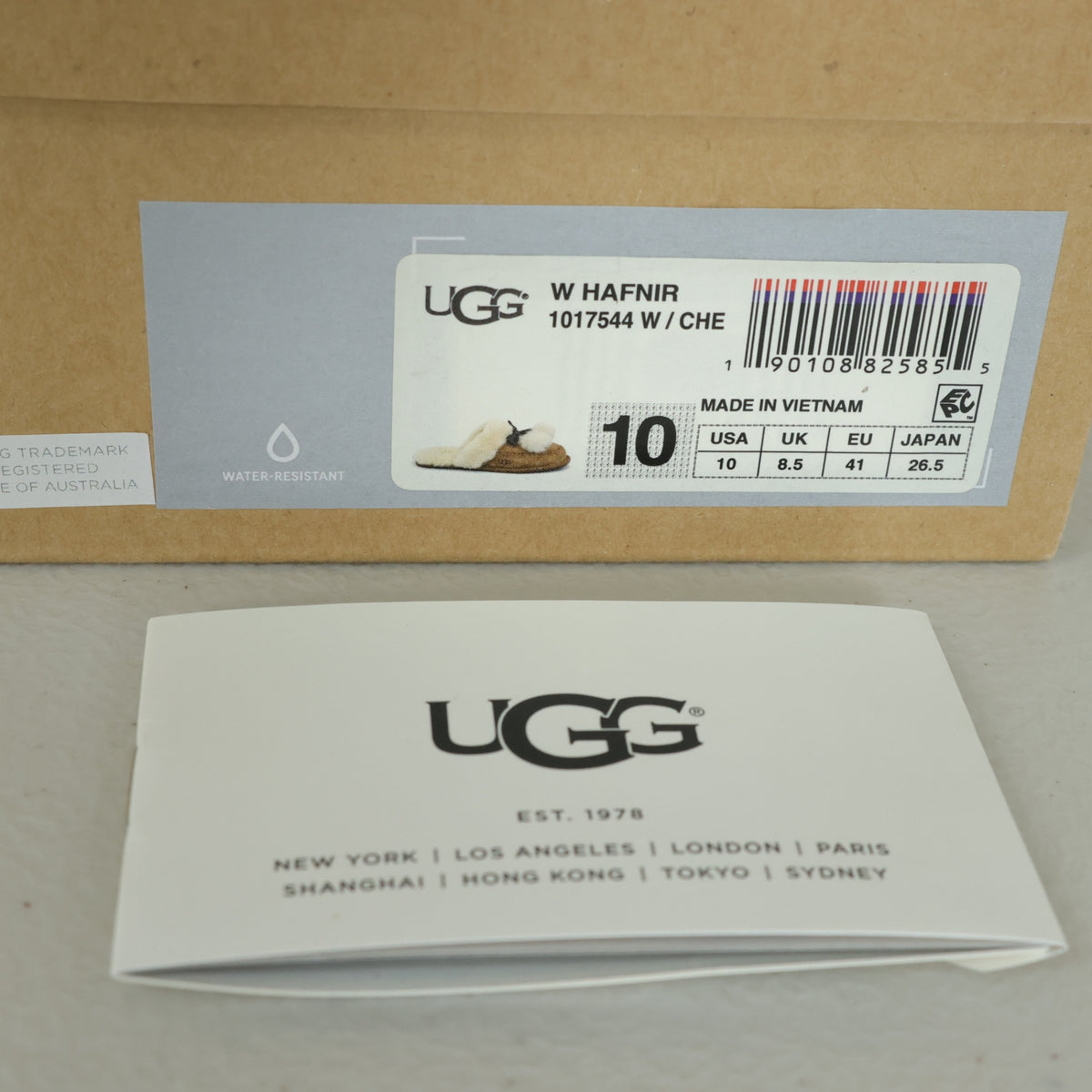 【美品！】UGG アグ★ポンポン付きリボンが可愛い♪ ファースリッパ ルームシューズ 大きいサイズ26.5 ブラウン系 sh201