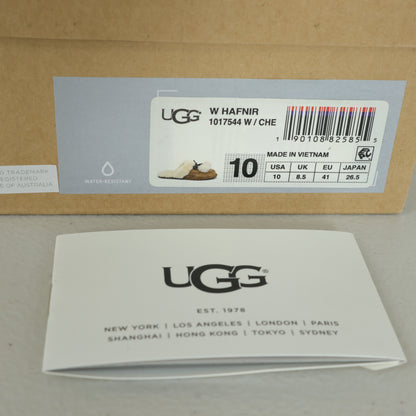 【美品！】UGG アグ★ポンポン付きリボンが可愛い♪ ファースリッパ ルームシューズ 大きいサイズ26.5 ブラウン系 sh201