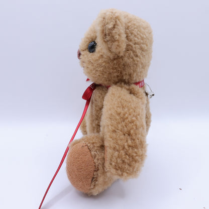 ピンクハウス★くま ぬいぐるみコサージュ 赤リボン ブローチ 茶系 箱付き ko128
