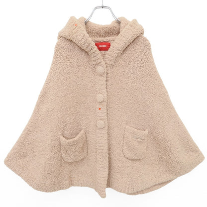 ピンクハウス★くま耳つき♪ボアのフード付きケープコート ポンチョ ピンクベージュ系 無地 厚手 z23333