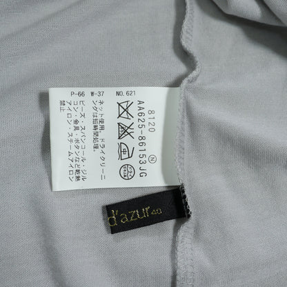 【美品！】ville d'azur ビルダジュール★ハイネックカットソー スパンコール レース襟 ラメストーン グレー系 z22471