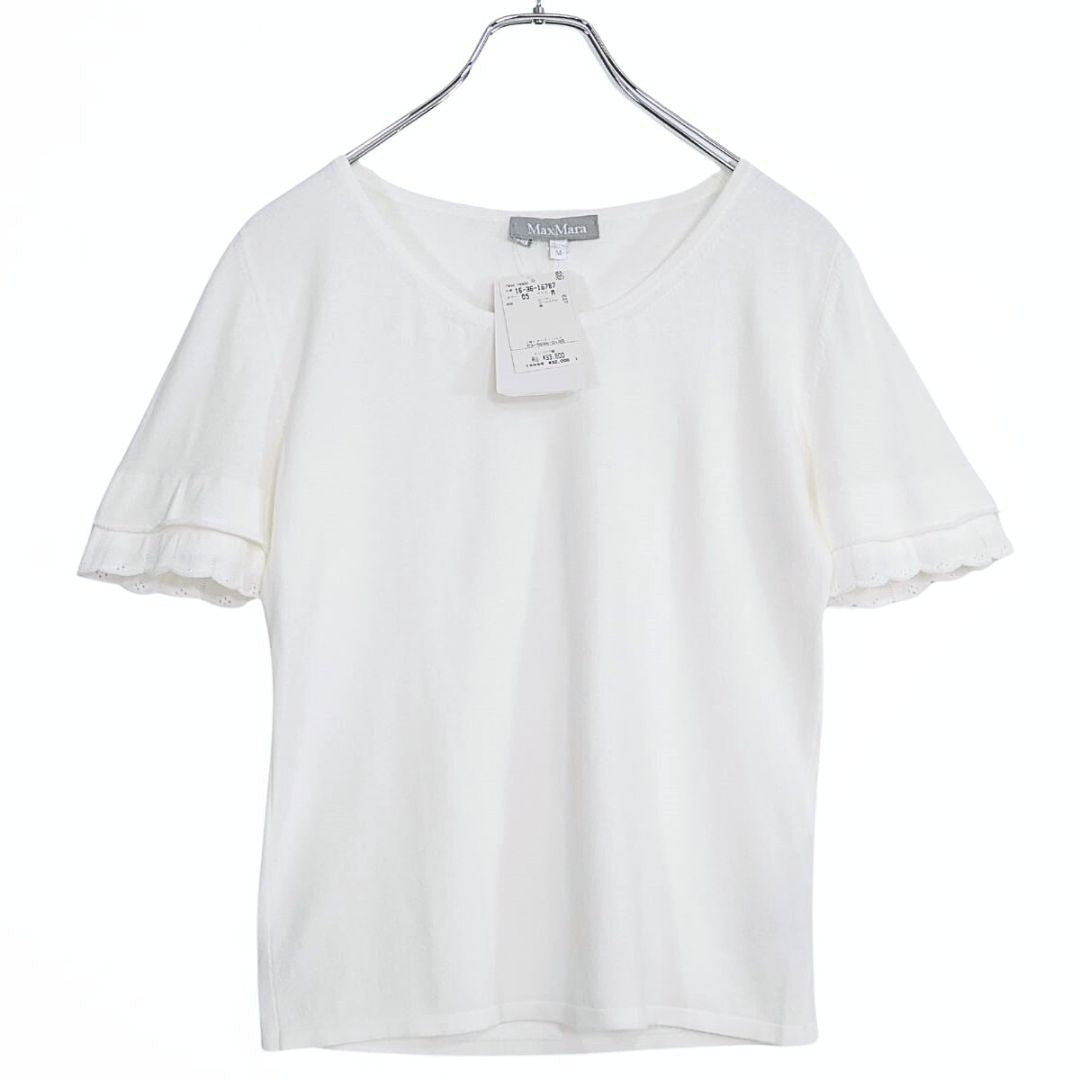 【新品タグ付】マックスマーラ Max Mara★フリルスリーブ ♪半袖カットソー サイズM 白系 ＊z21165