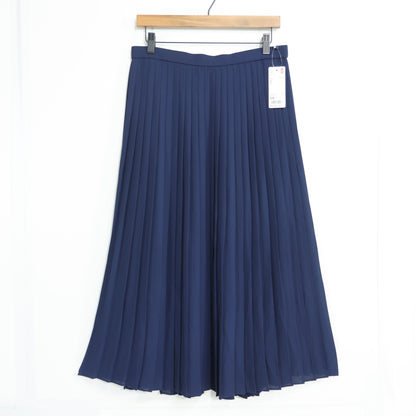 【新品タグ付】UNIQLO★シフォンプリーツロングスカート♪裏地付き サイズXXL ネイビー系 z22880