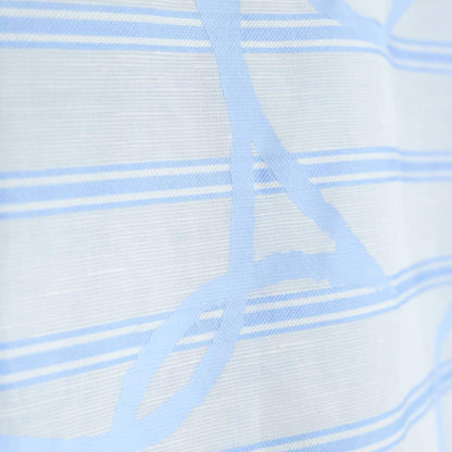 【美品】SOUSOU ソウソウ★YOUSOU 綿麻♪ゆったり半袖チュニック 白×青系 お花&ボーダー柄 薄手 z21180