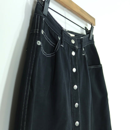 ピンクハウス★バンダナうさぎワッペン♪デニムスカート 黒系 前開き 無地 z19695