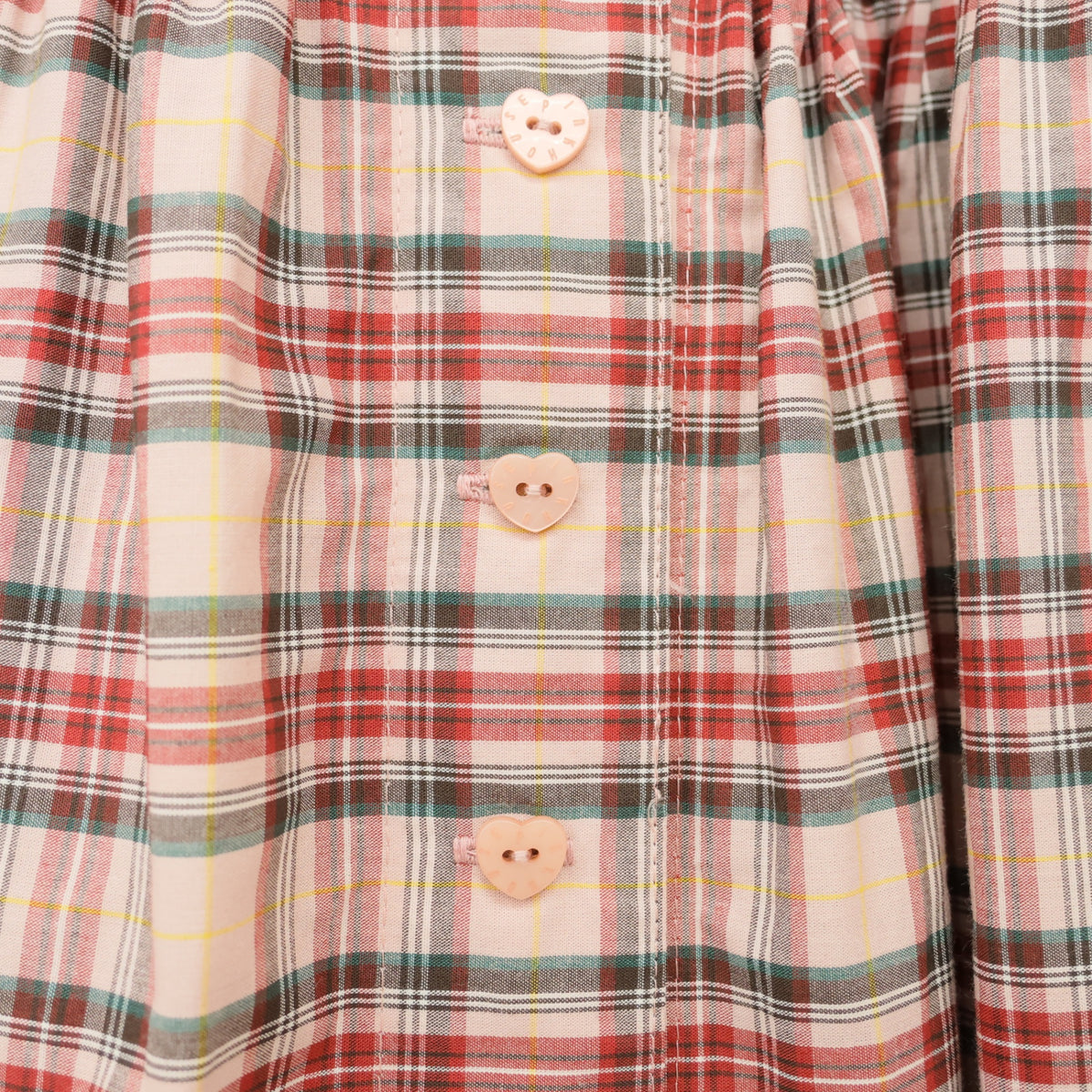 【極美品】ピンクハウス×青木美沙子★オリチェpt段々スカート 前開き ドットチュール&ロゴリボン♪ピンク×赤系 z23299