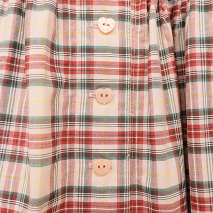 【極美品】ピンクハウス×青木美沙子★オリチェpt段々スカート 前開き ドットチュール&ロゴリボン♪ピンク×赤系 z23299