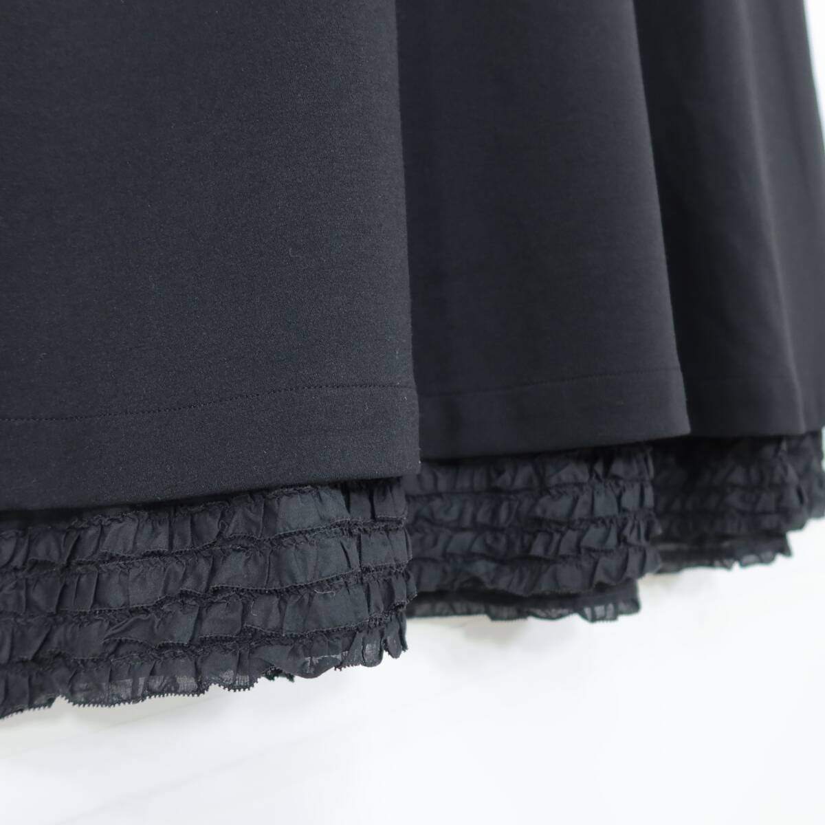 【美品】ピンクハウス★裾段々フリル♪シンプル可愛いジャンパースカート カットソー素材 黒系 無地 z20252