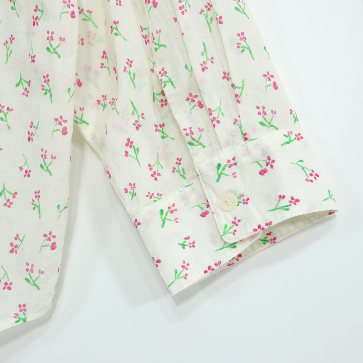 【美品】ユニクロ×イネス★長袖シャツ 花柄 大きいサイズ3XL オフ白系 薄手 z22874