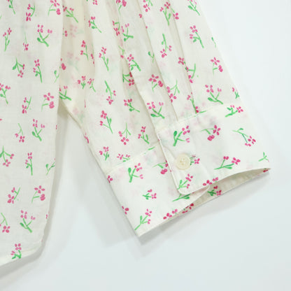 【美品】ユニクロ×イネス★長袖シャツ 花柄 大きいサイズ3XL オフ白系 薄手 z22874