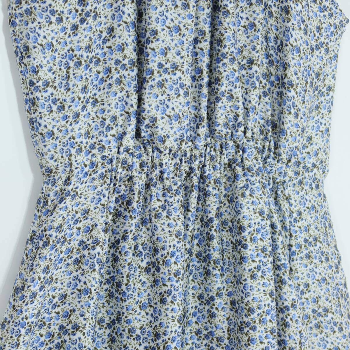 【美品】ZARA ザラ★小花柄マキシワンピース ホールターネック サイズM ブルー系 薄手 z19491