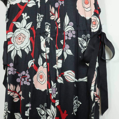 【美品】 KEITA MARUYAMA ケイタマルヤマ ★フラワープリント 花柄 サイズ1 黒系 蝶と花♪インナーキャミ付き♪＊z13214