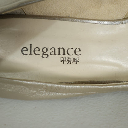 卑弥呼★大人上品♪ 煌めくフラワーモチーフ付き フラットシューズ 大きいサイズ26.5 ゴールド系 sh190