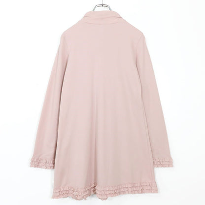 ピンクハウス★ふりふり♪ミニワンピース ハイネックギャザー 段々フリル風 袖レース ピンク系 z19901