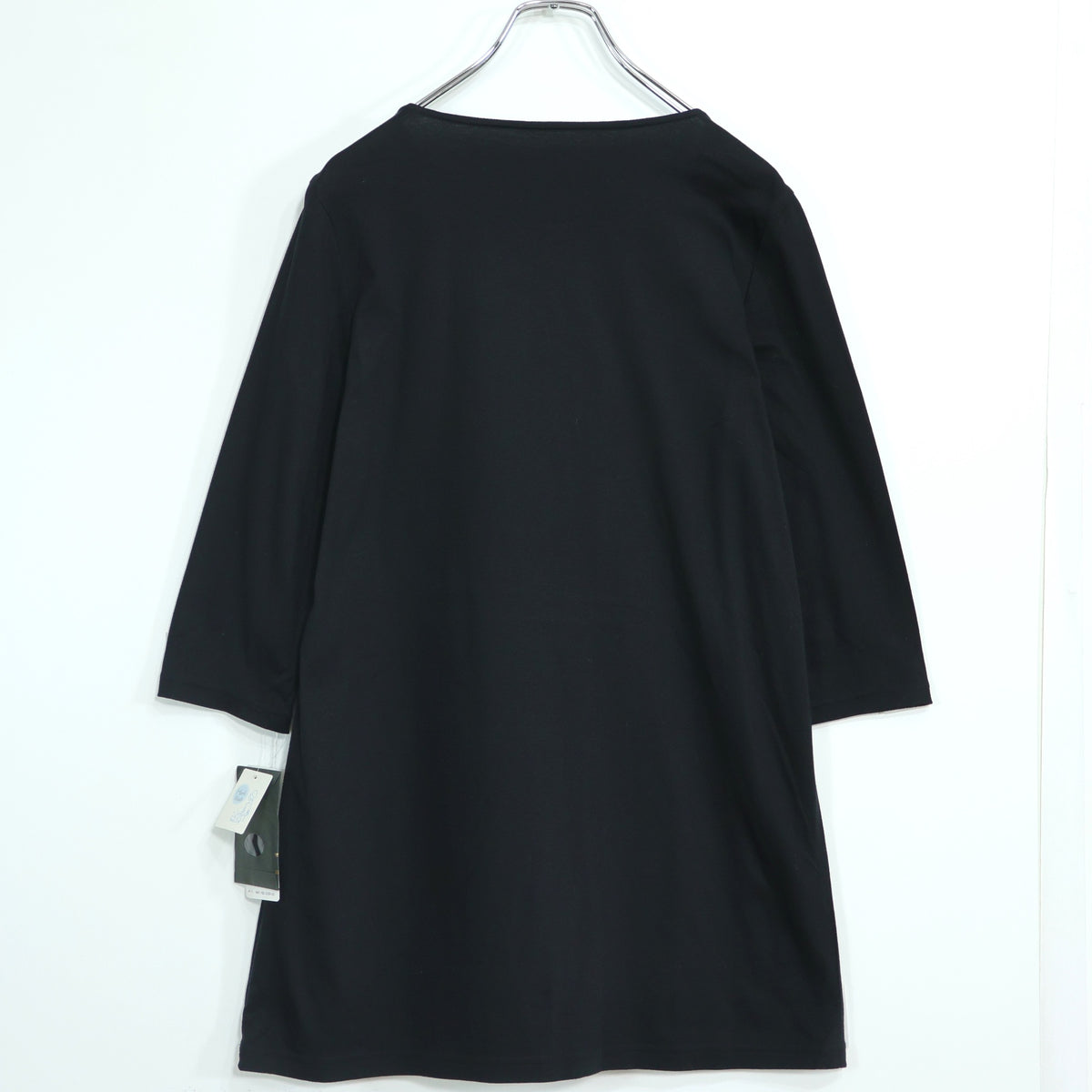 【極美品・紙タグ有】レリアン★リバティptパッチワーク♪七分袖カットソー サイズ11 黒系 綿100 残布有 z22591
