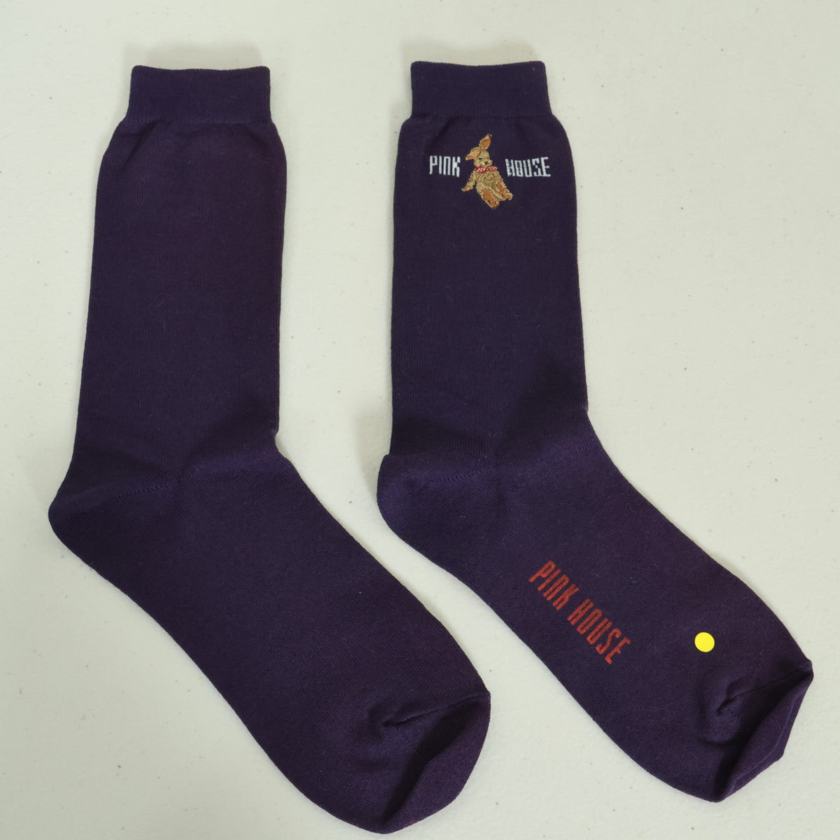 ピンクハウス★うさぎ刺繍 クルーソックス 靴下 紫 ウサギ ラビット 紺系 so365