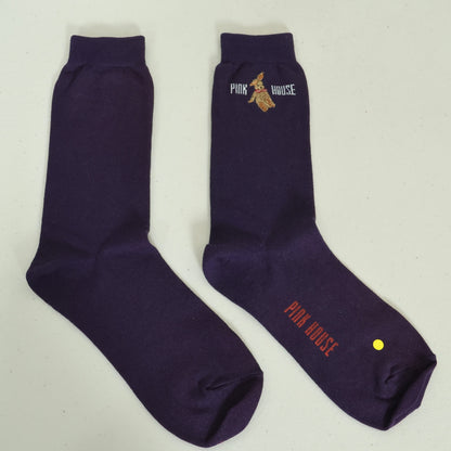 ピンクハウス★うさぎ刺繍 クルーソックス 靴下 紫 ウサギ ラビット 紺系 so365
