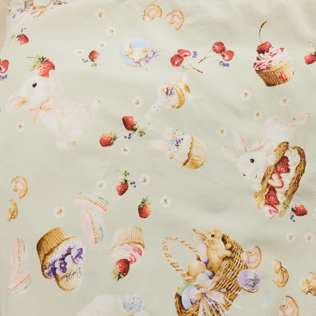 【美品】ピンクハウス★スイーツスプリングバニーpt♪半袖ミディワンピース ハッカ系 段々フリル&サテンリボン 2025年製 z23386