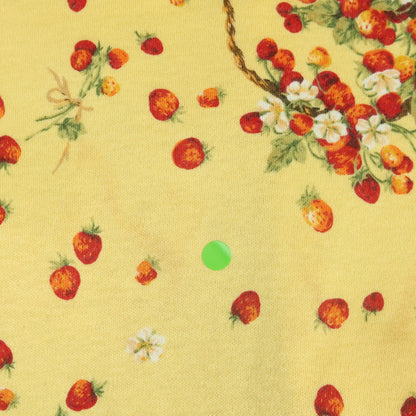 ピンクハウス★かごストロベリー♪長袖カットソー 大きいサイズL 黄色系 はしごレース&サテンリボン♪薄手 z18341