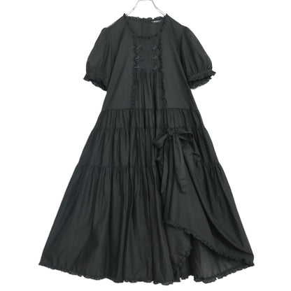 【極美品】ピンクハウス★たくし上げリボン♪ふんわりローンワンピース 黒系 ミニリボン使い♪2026年 z22517